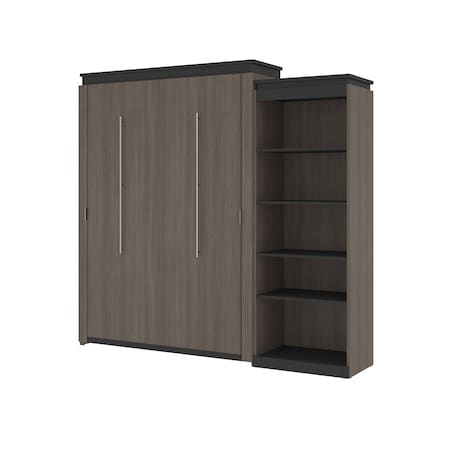 Bestar Orion Queen Murphy Bed with Shelving Unit (95W), Bark Gray & Graphite 116882-000047